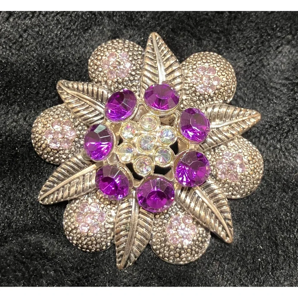 Floral Brooch Lot Women Multicolor Enamel Rhinestone Crystal 5pc